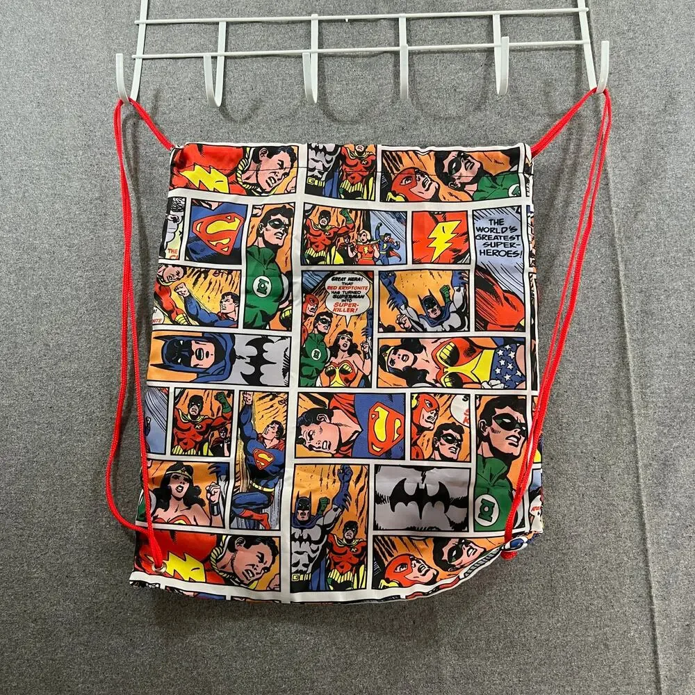DC Comics Pull String Bag Backpack Multi Color